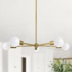 5-Light Brass Sputnik Chandelier Light