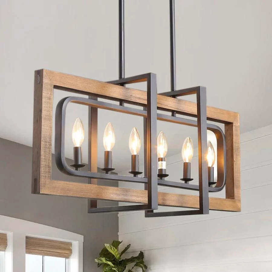 6-Light Long Rectangle Chandelier