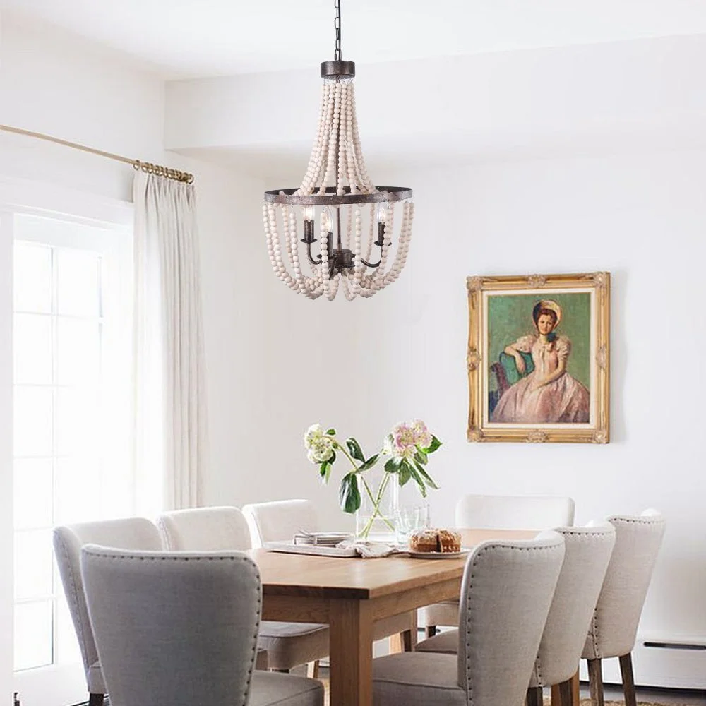 Elegant Beaded Metal Chandelier