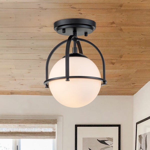 Glass Black Sputnik Semi Flush Mount