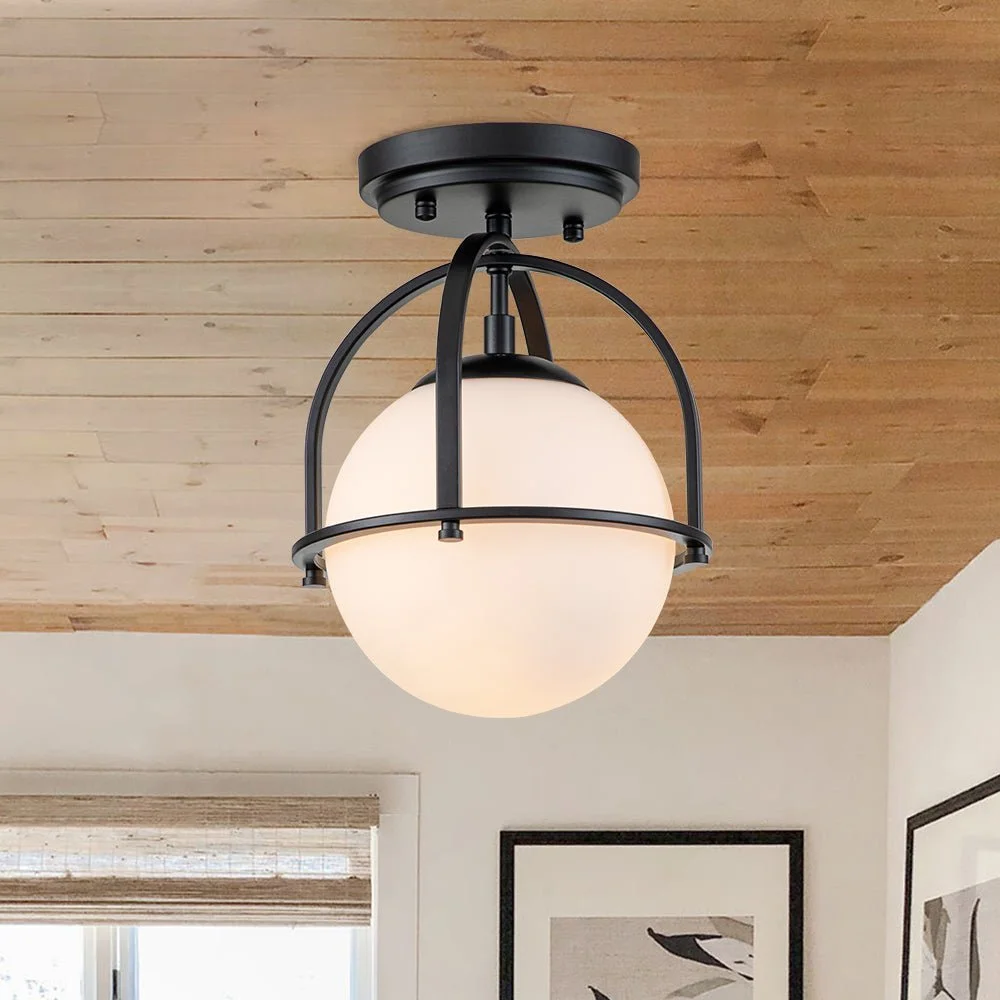 Glass Black Sputnik Semi Flush Mount
