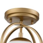 Ceiling Light-Mid-century 1-Light Opal Glass Globe Semi-Flush Mount