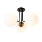 Ceiling Light-Modern 3-Light Glass Globe Semi Flush Ceiling Light