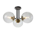 Ceiling Light-Modern 3-Light Glass Globe Semi Flush Ceiling Light