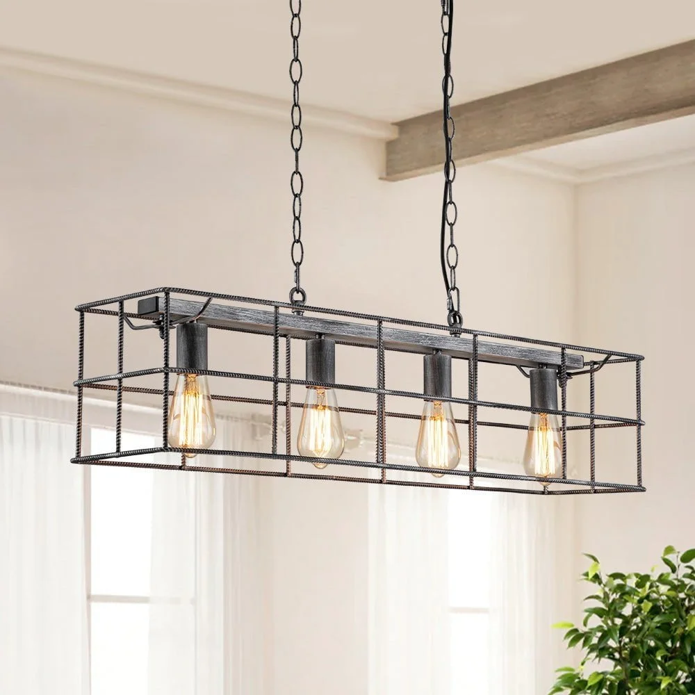 Rectangle Cage Kitchen Island Pendant