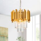 Chandelier Tiered Prism Gold