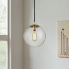 Glass Globe Brass Pendant